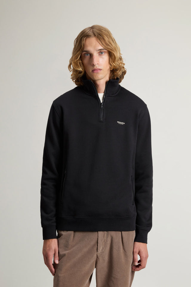 Hybrid Pure Cotton and Nylon Turtleneck Sweatshirt - Men - Black