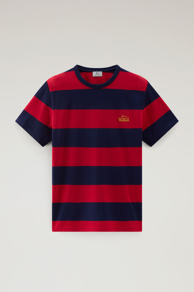 Striped T-Shirt in Stretch Cotton - Men - Red