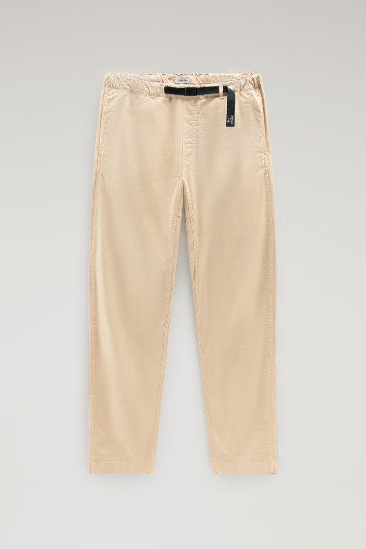 Garment Dyed Chino Pants In Stretch Cotton With Nylon Belt Men
