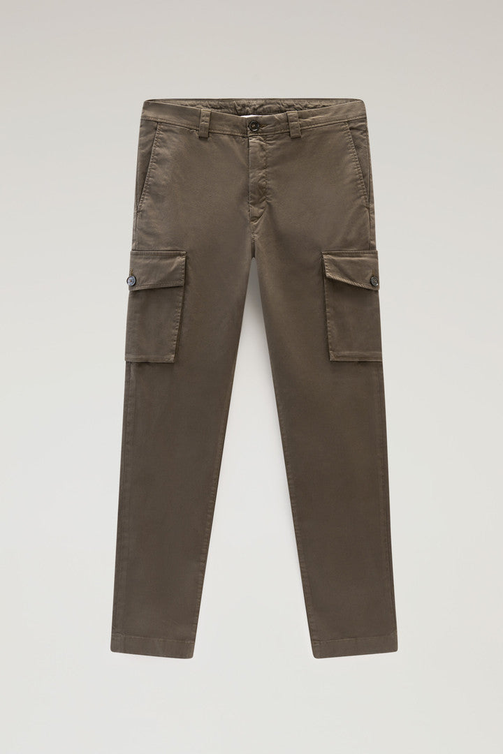 Garment Dyed Cargo Pants In Stretch Cotton Twill Men