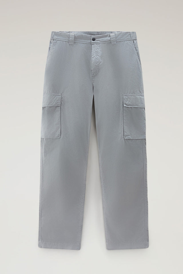 Garment-Dyed Cargo Pants in Pure Cotton Gabardine - Men - Gray