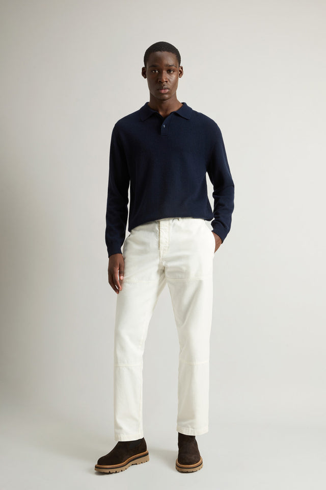 Garment-Dyed Carpenter Pants in Pure Cotton Canvas - Men - White
