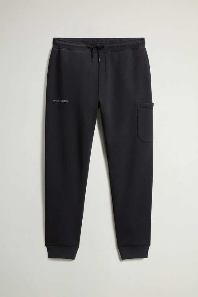 Cotton Blend Fleece Pants with Logo - Men - Black