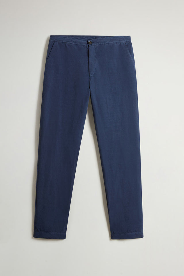 Garment-Dyed Cotton- and Linen-Blend Pants - Men - Blue