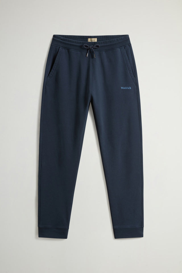 Pure Cotton Fleece Pants - Men - Blue