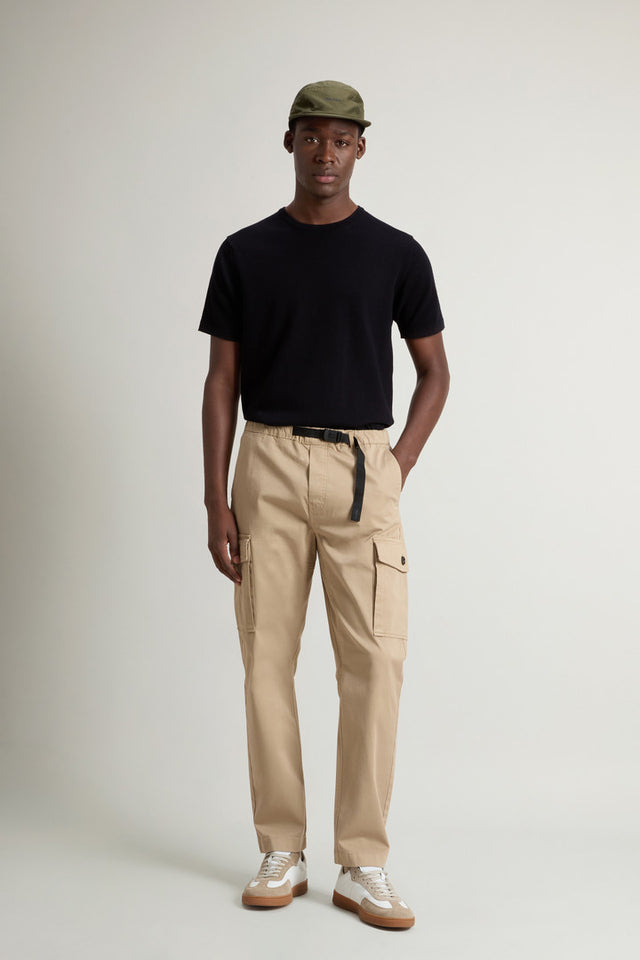 Garment-Dyed Cargo Pants with Belt - Men - Beige
