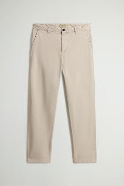 Garment Dyed Stretch Cotton Twill Chinos Men