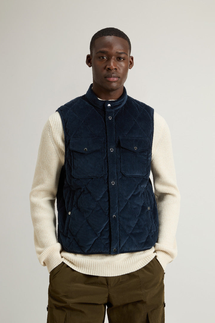 Corduroy Vest With Diamond Quilting Men