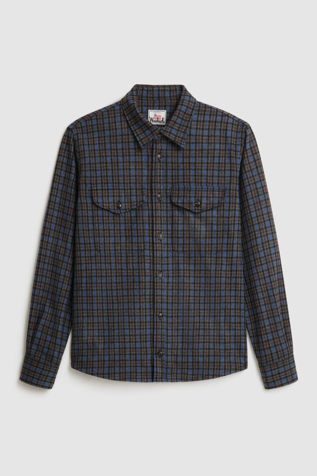 Wool Blend Oxbow Flannel Overshirt - Made in USA - Men - Gray