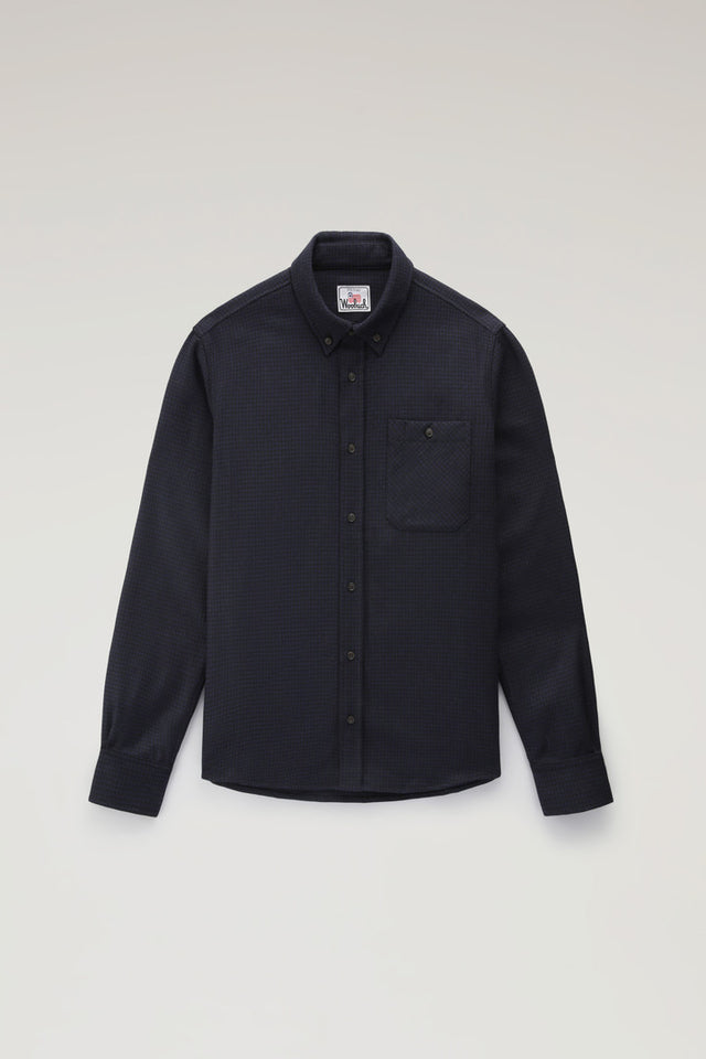 Trout Run Check Flannel Shirt in Wool Blend - Men - Black