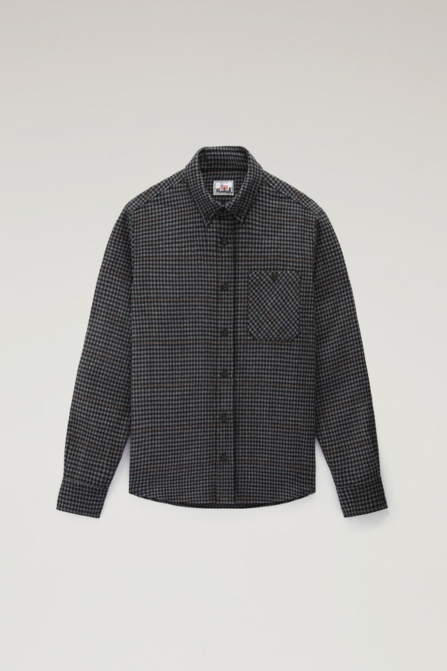 Trout Run Check Flannel Shirt in Wool Blend - Men - Gray