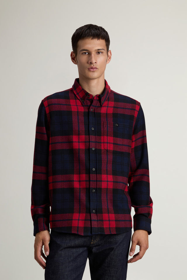 Trout Run Check Flannel Shirt in Wool Blend - Men - Red