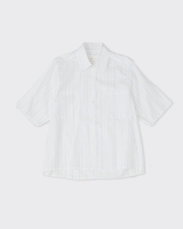 Boxy Shirt, White/Blue Stripe
