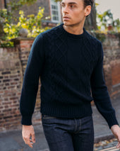 Cashmere Wool Chalet Cable Sweater In