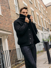 Superfine Lambswool Shawl Collar Cardigan In