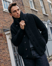 Superfine Lambswool Shawl Collar Cardigan In