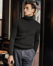 Cashmere Ribbed Submariner Rollneck In Dark
