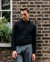 Cashmere polo shirt in black