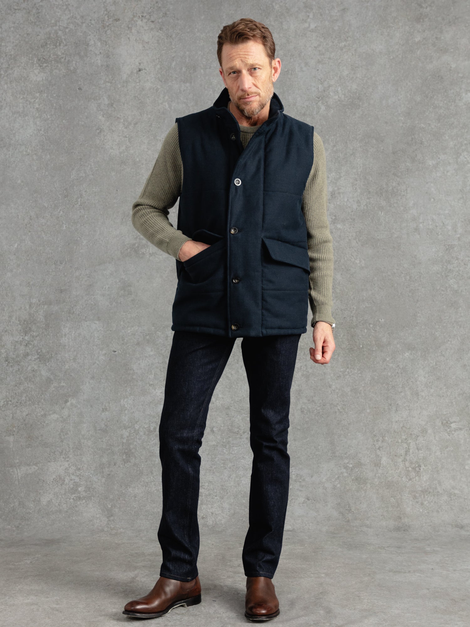 The Panama Wadded Gilet Ink