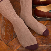 Beige & Violet - Color Block - Coton