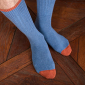 Bleu Orange Color Block Coton