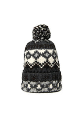 Double Cuff Cap Fair Isle 3 Ox Grey X Ivory