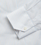 Chemise blanche, bleue & beige en coton à rayures
