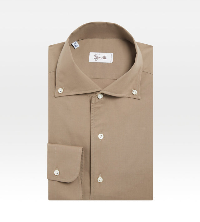 Chemise taupe en coton, laine & cachemire