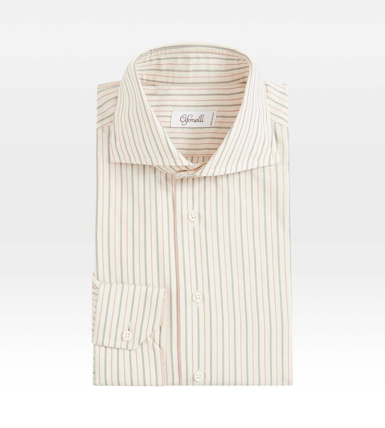 Chemise Beige Ray E Grise Et Framboise En Coton Laine Et Cachemire