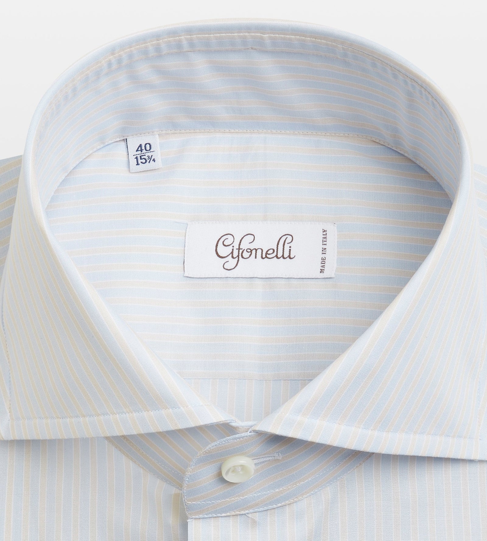 Chemise Blanche Bleue Beige En Coton Rayures