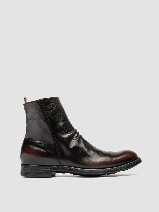 Chronicle 058 Dark Brown Leather Zipped Boots