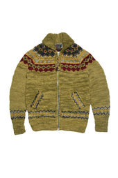 Fair Isle #3 Zipper Cardigan - Dk. Alfalfa