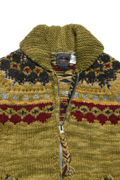 Fair Isle 3 Zipper Cardigan Dk Alfalfa