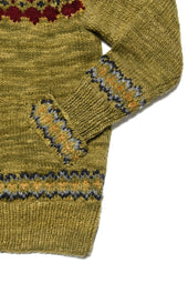 Fair Isle 3 Zipper Cardigan Dk Alfalfa