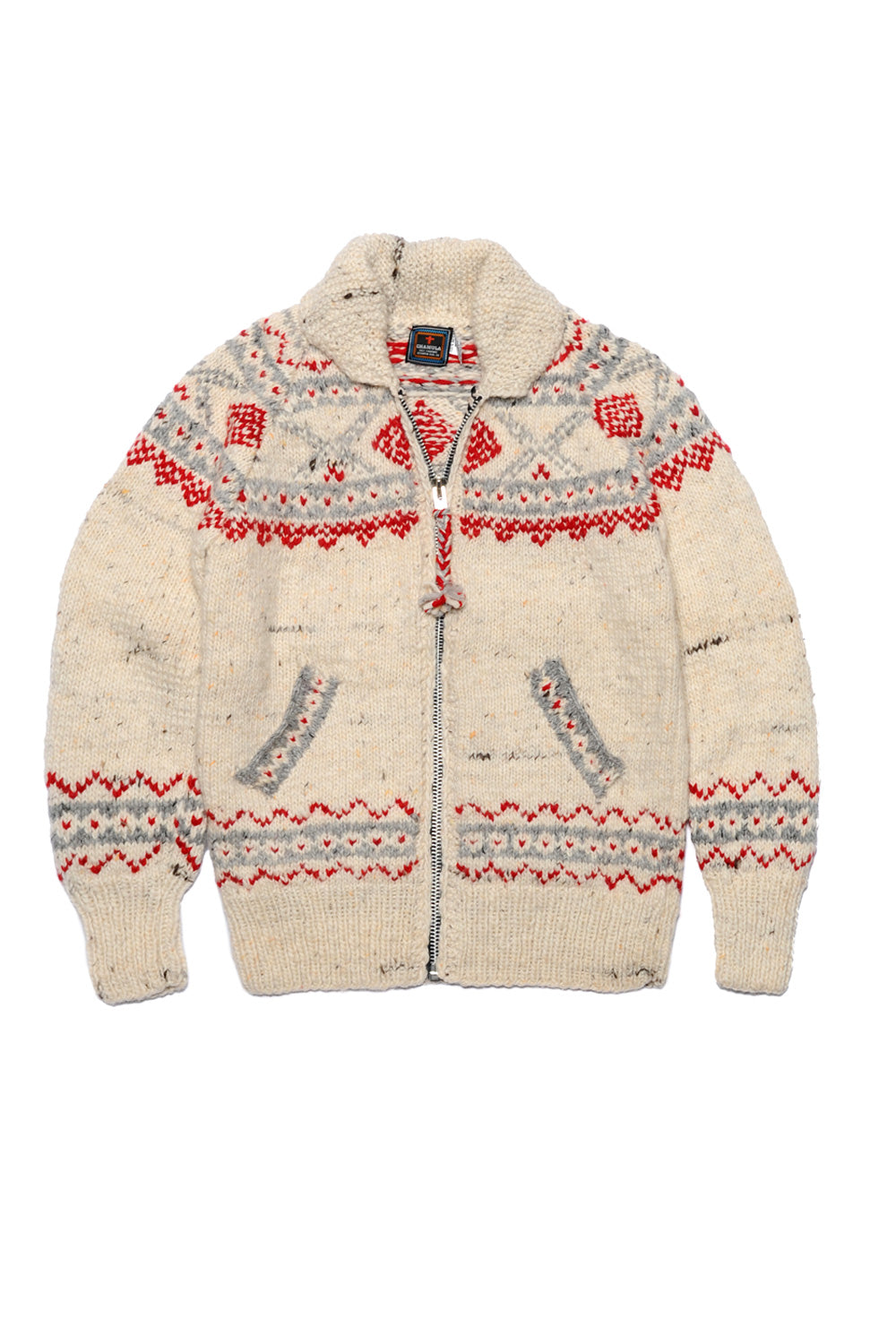 Fair Isle 5 Zipper Cardigan Natural Heather