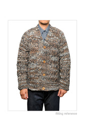 Mix Fisherman V Neck Cardigan Dk Beige Mix