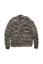Mix Fisherman V Neck Cardigan - Ox Grey Mix