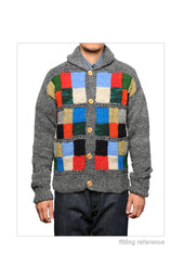 Sampler Squares Button Cardigan Grey