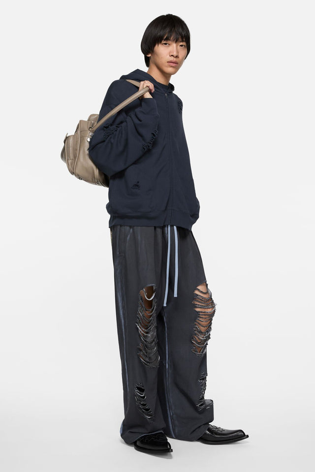 Distressed logo hoodie