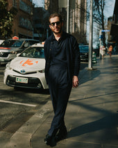 Italian Hopsack Trouser - Navy