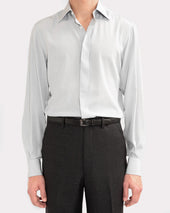 CHEMISE COL CLASSIQUE EN CRÊPE DE SOIE - BLEU POUDRE