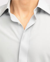 Chemise Col Classique En Cr Pe De Soie Bleu Poudre