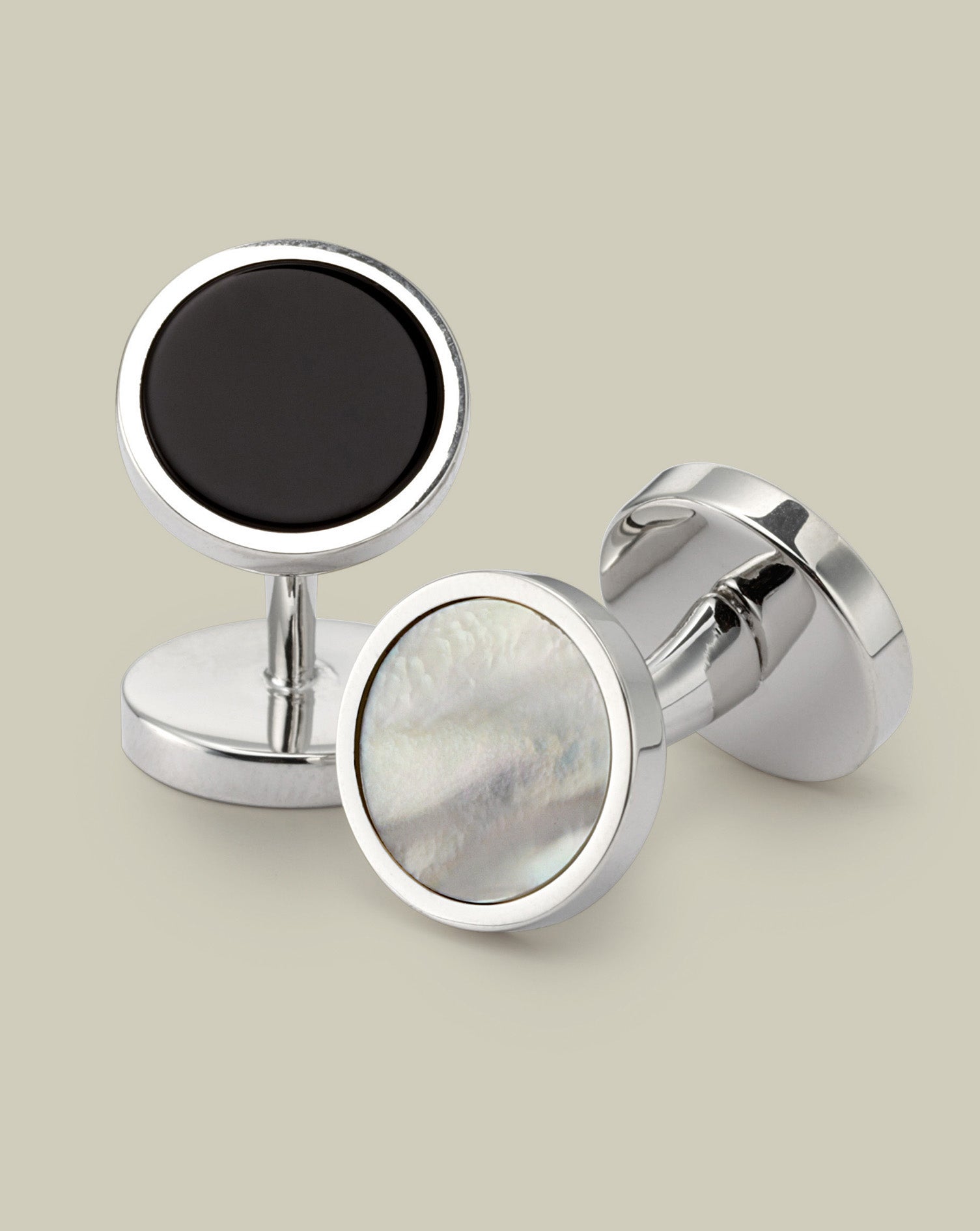 Mother Of Pearl And Onyx Reversible Evening Cufflinks