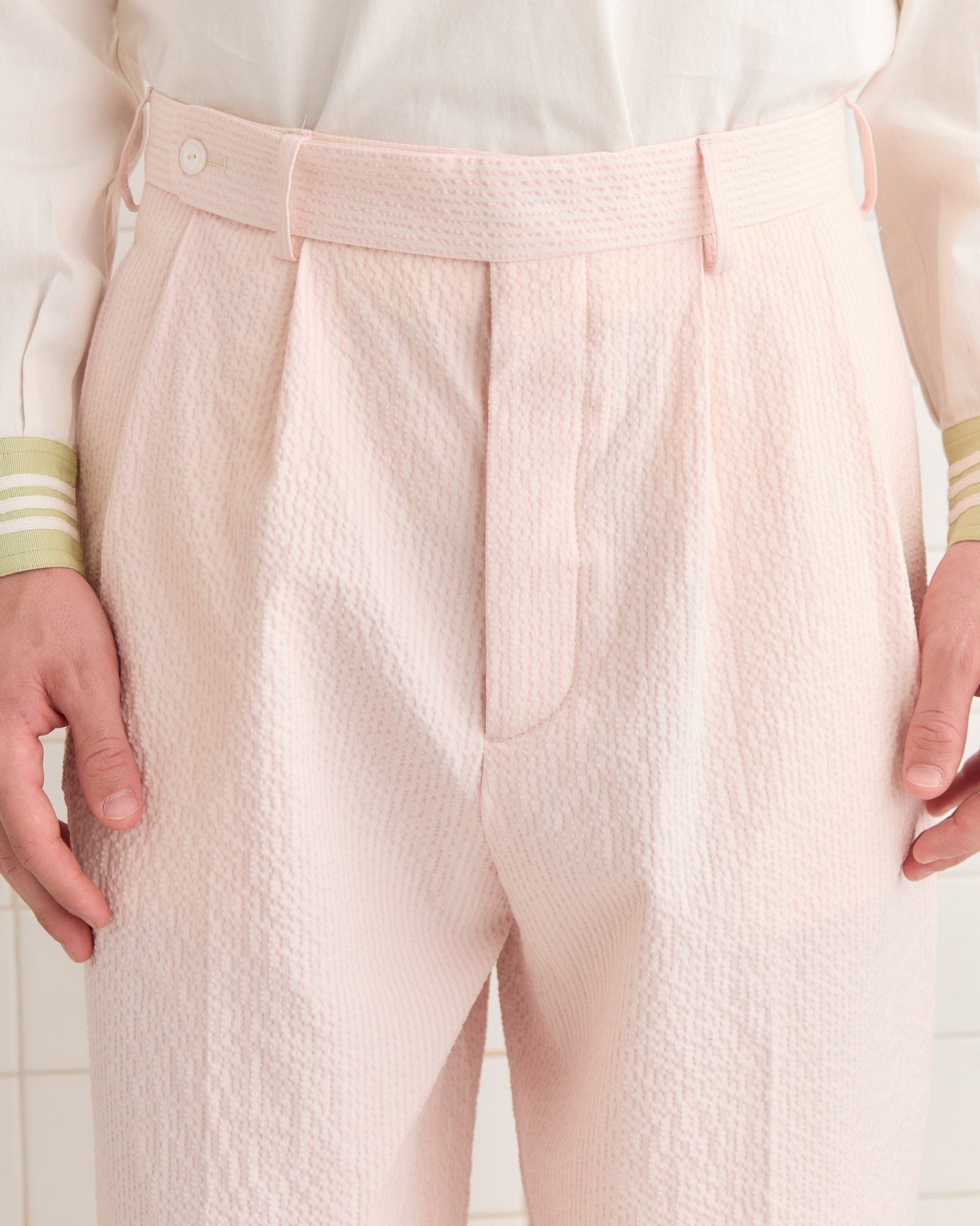 Club Stripe McNab Trousers - Pink/White