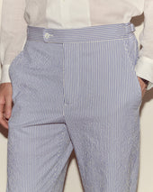 Club Stripe Side-Buckle Trousers - Blue/White