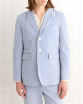 Club Stripe Single-Breasted Suit Jacket - Blue/White
