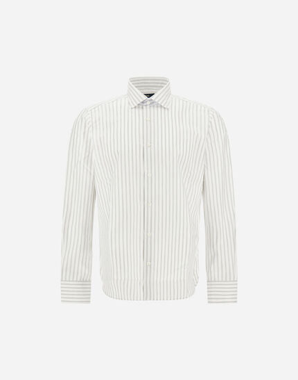Shirt In Melange Striped Cotton