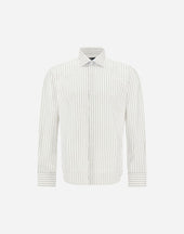 Shirt In Melange Striped Cotton