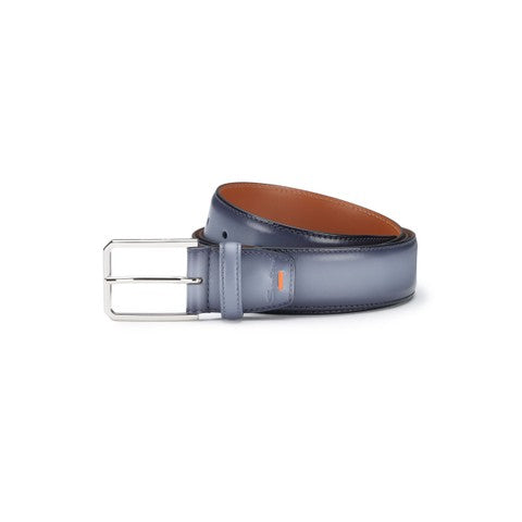 Light blue leather adjustable belt
