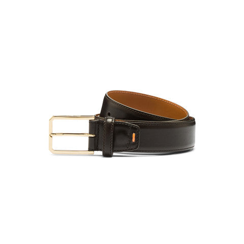 Brown leather adjustable belt